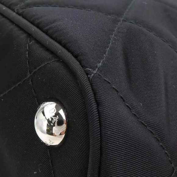 Auth PRADA Quilting Chain Shoulder Bag Black Nylon/Silvertone - Picture 8 of 14